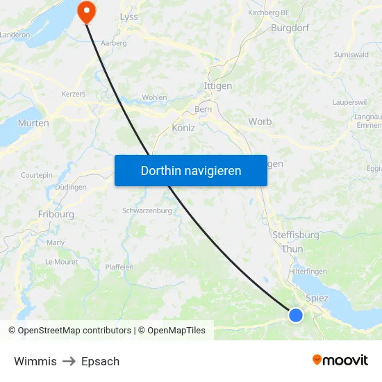 Wimmis to Epsach map