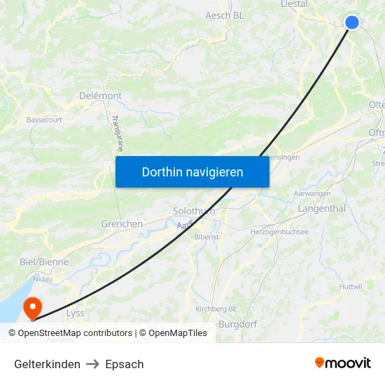 Gelterkinden to Epsach map