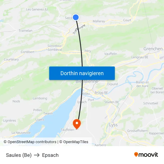 Saules (Be) to Epsach map