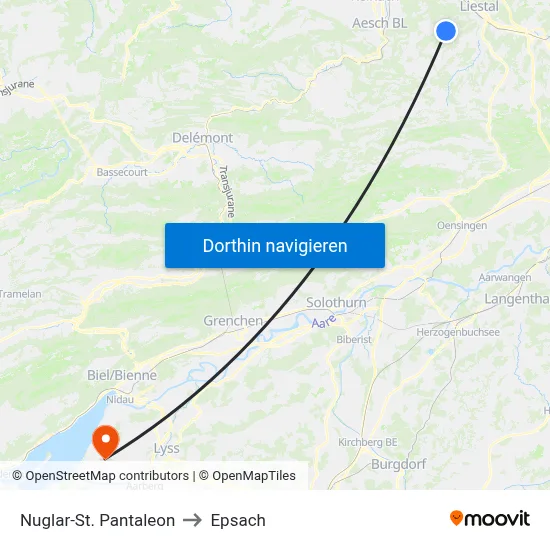 Nuglar-St. Pantaleon to Epsach map