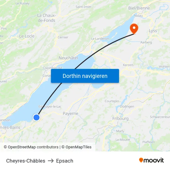 Cheyres-Châbles to Epsach map