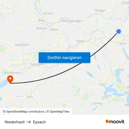 Niederhasli to Epsach map