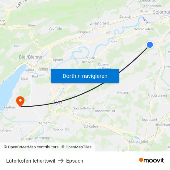 Lüterkofen-Ichertswil to Epsach map