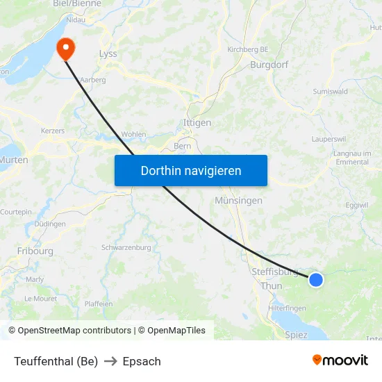 Teuffenthal (Be) to Epsach map