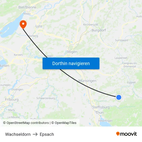 Wachseldorn to Epsach map
