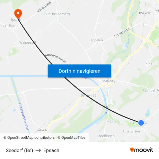 Seedorf (Be) to Epsach map