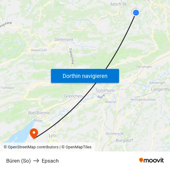 Büren (So) to Epsach map