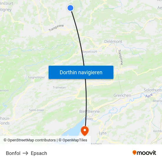 Bonfol to Epsach map