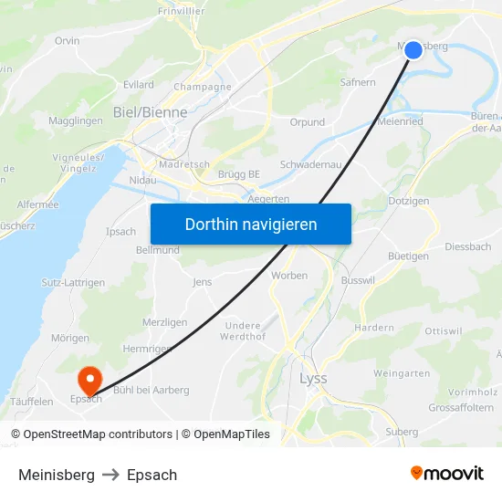 Meinisberg to Epsach map