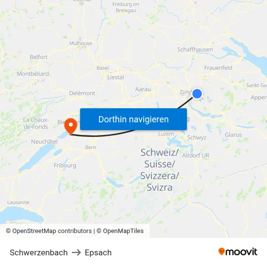 Schwerzenbach to Epsach map
