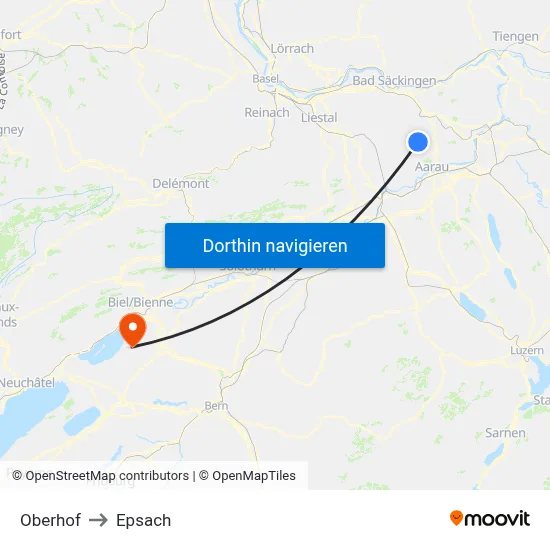 Oberhof to Epsach map