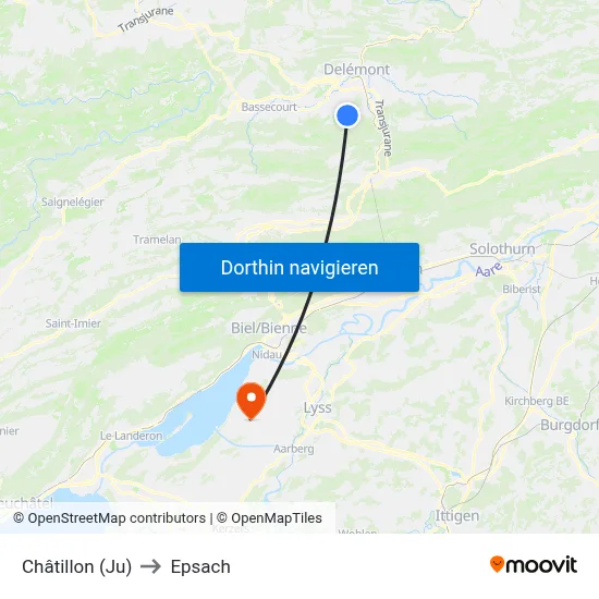 Châtillon (Ju) to Epsach map
