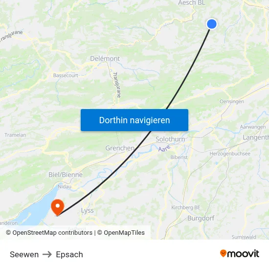 Seewen to Epsach map