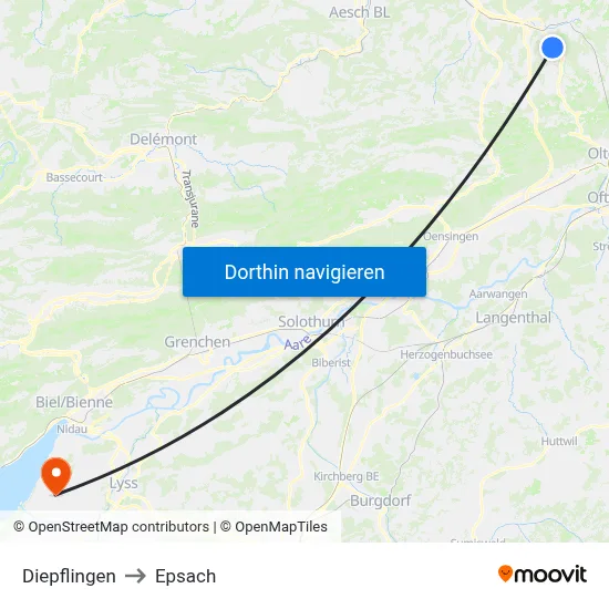 Diepflingen to Epsach map