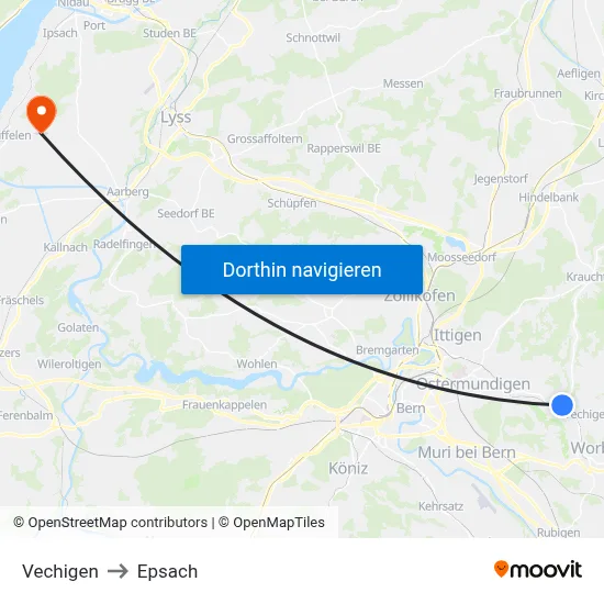 Vechigen to Epsach map