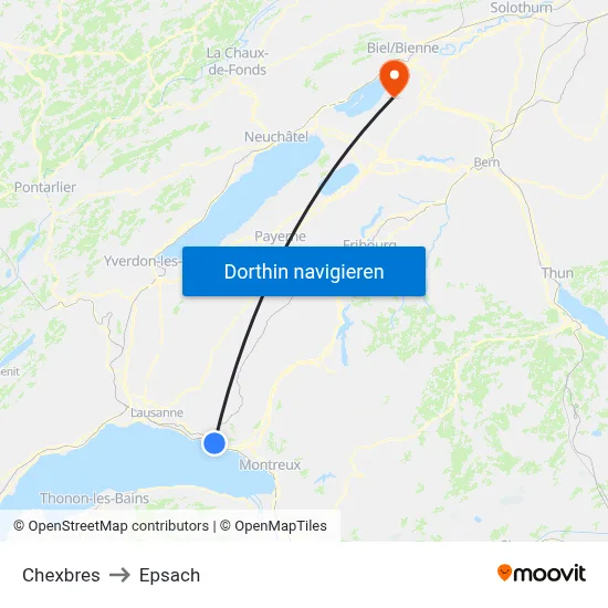 Chexbres to Epsach map