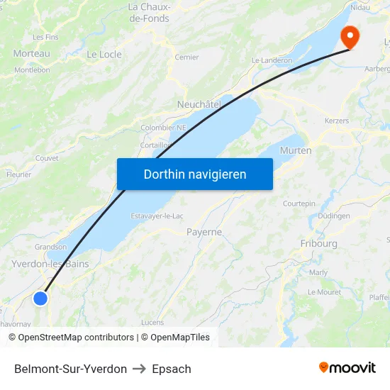 Belmont-Sur-Yverdon to Epsach map