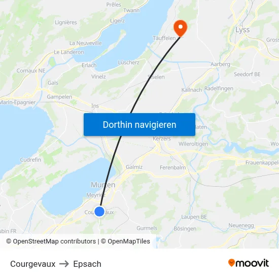 Courgevaux to Epsach map