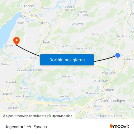 Jegenstorf to Epsach map