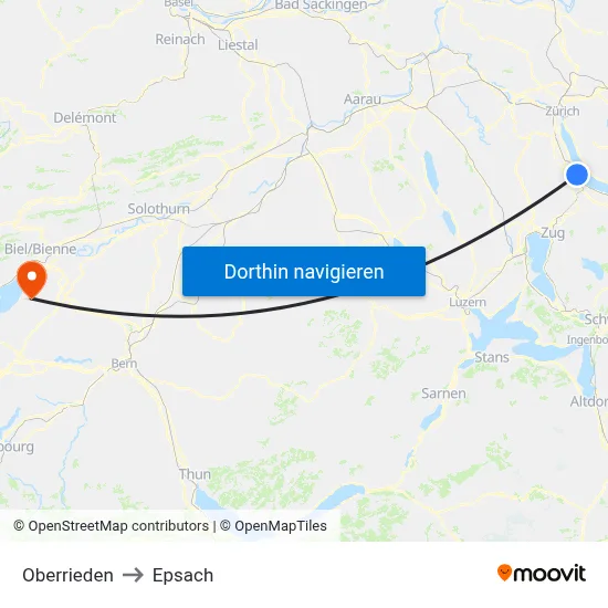 Oberrieden to Epsach map