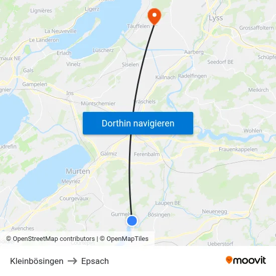 Kleinbösingen to Epsach map