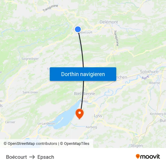 Boécourt to Epsach map