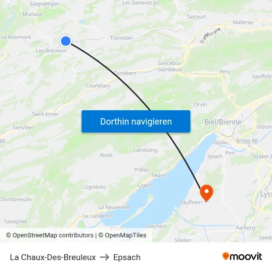 La Chaux-Des-Breuleux to Epsach map