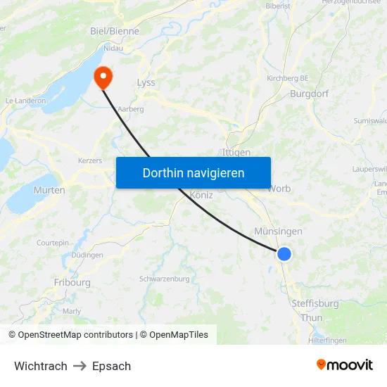 Wichtrach to Epsach map