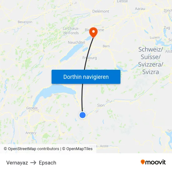 Vernayaz to Epsach map