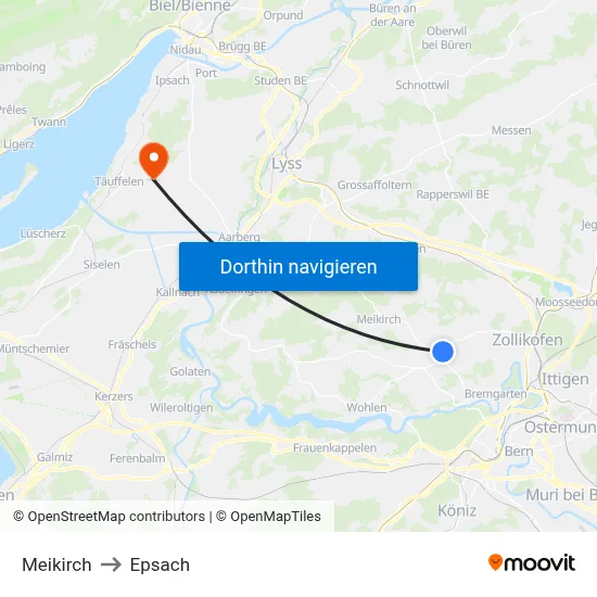 Meikirch to Epsach map