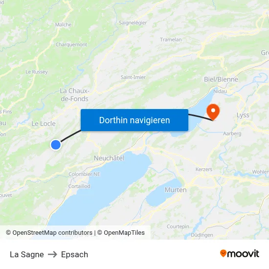 La Sagne to Epsach map