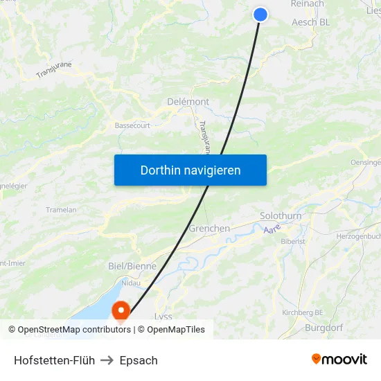 Hofstetten-Flüh to Epsach map