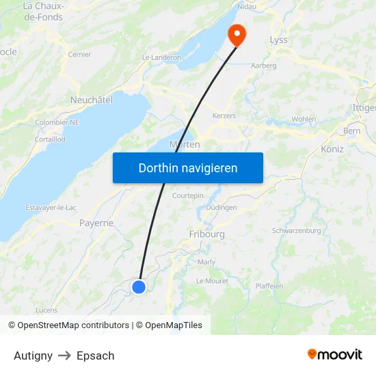 Autigny to Epsach map