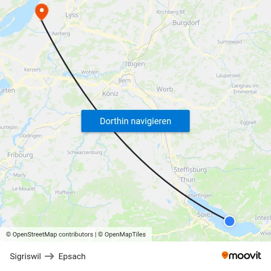 Sigriswil to Epsach map