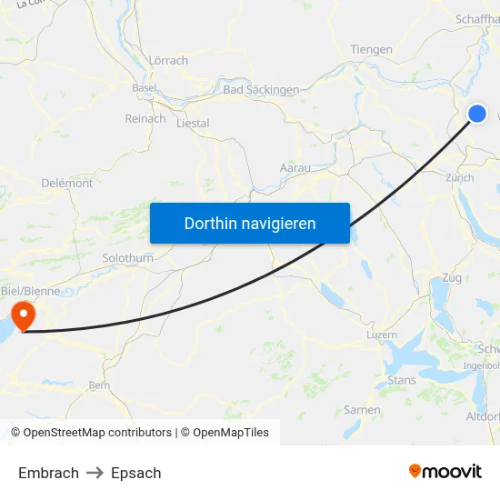Embrach to Epsach map
