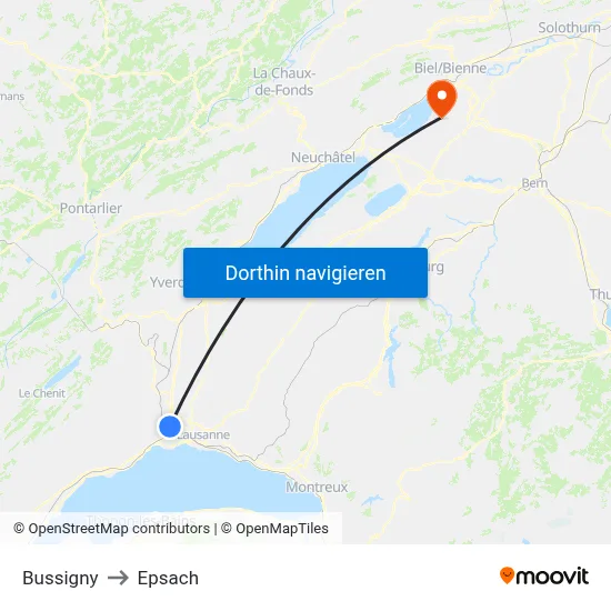 Bussigny to Epsach map