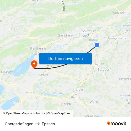 Obergerlafingen to Epsach map