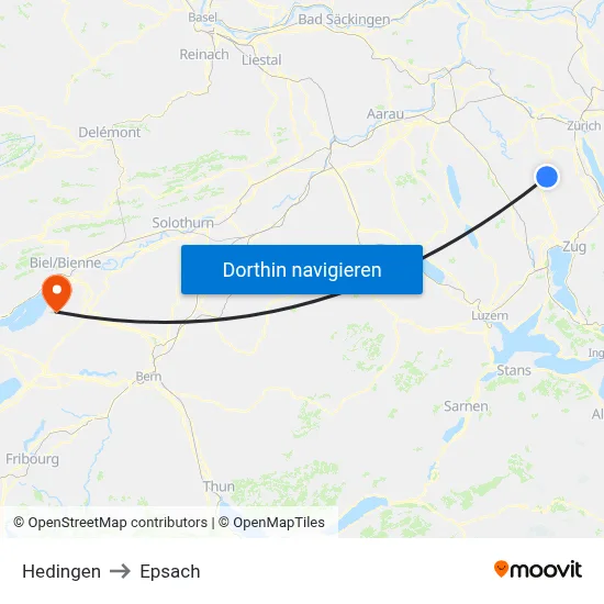 Hedingen to Epsach map