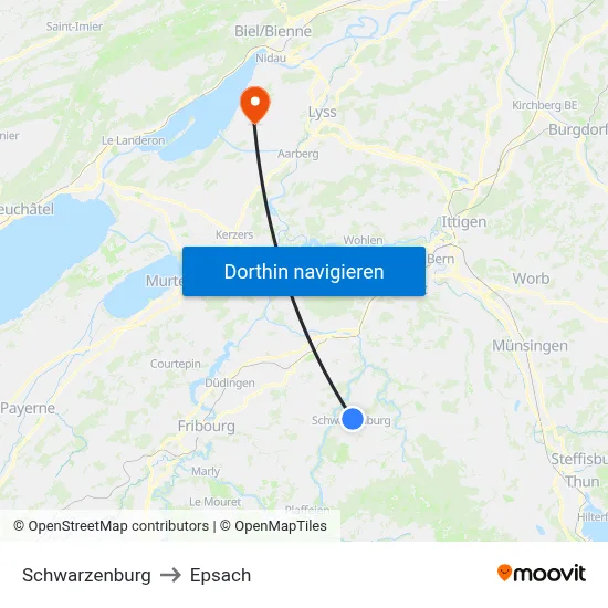 Schwarzenburg to Epsach map