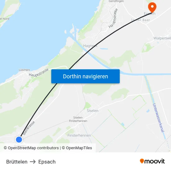 Brüttelen to Epsach map