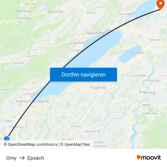 Orny to Epsach map