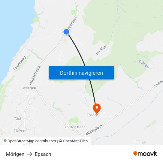 Mörigen to Epsach map