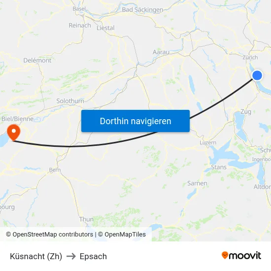 Küsnacht (Zh) to Epsach map