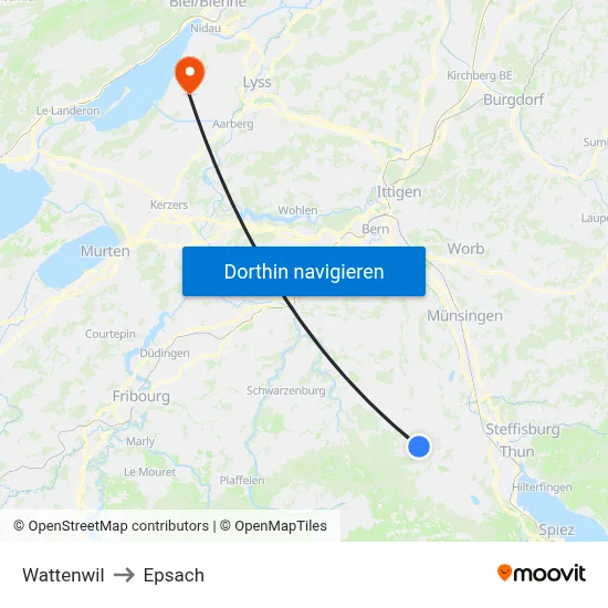 Wattenwil to Epsach map