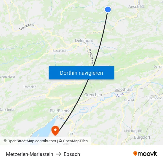 Metzerlen-Mariastein to Epsach map