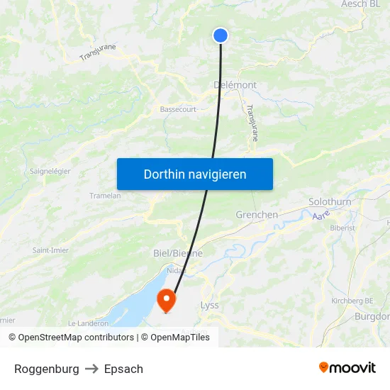 Roggenburg to Epsach map