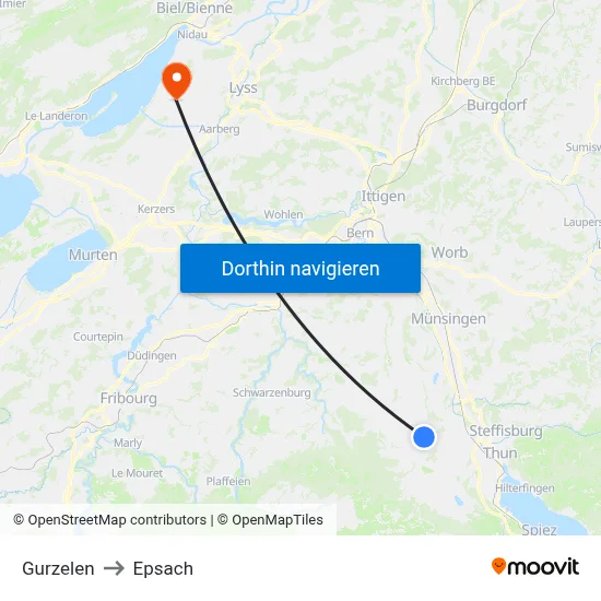 Gurzelen to Epsach map
