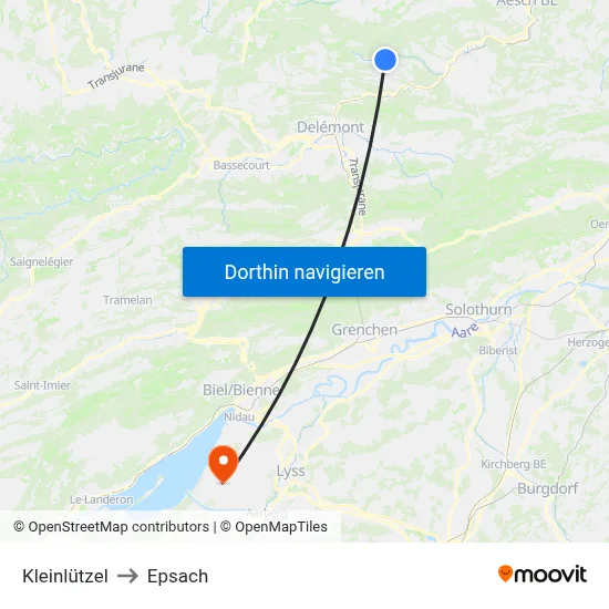 Kleinlützel to Epsach map