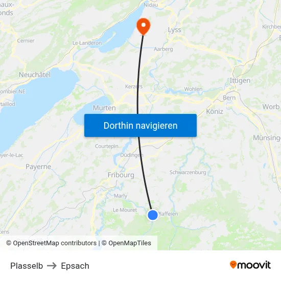 Plasselb to Epsach map