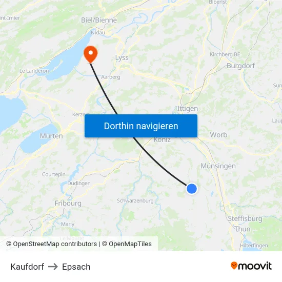 Kaufdorf to Epsach map